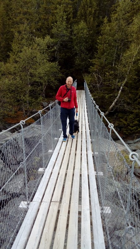 Jeffrey braving the suspension bridge 