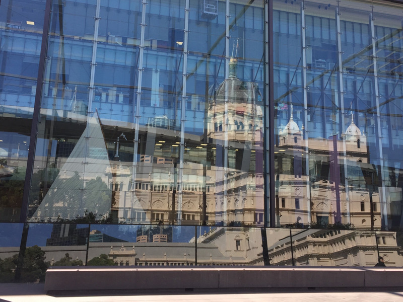 Royal Exhibition Building reflected in Melbourne Museum 
