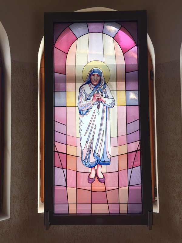 Mother Teresa chapel stained glass
