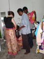 Yuko getting fitted for a sari