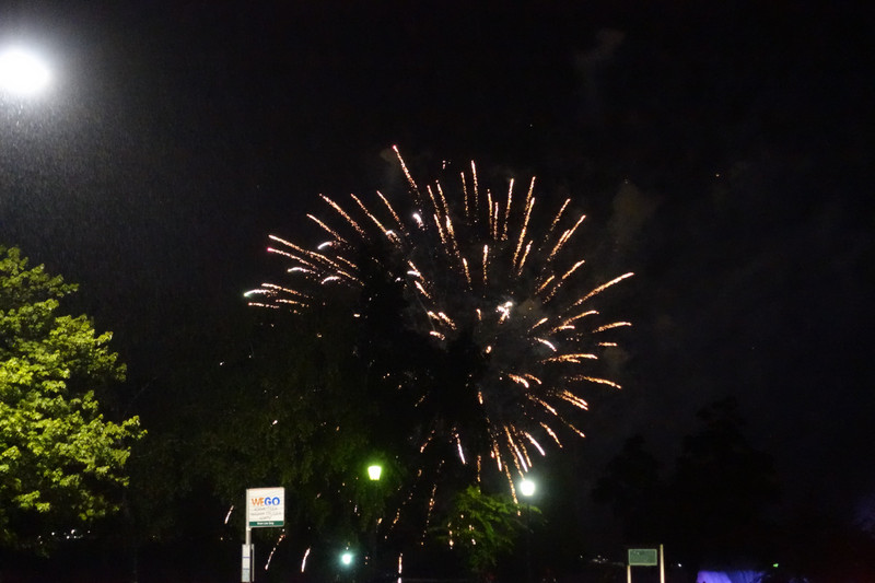 Fireworks on the way back from dinner in the rain