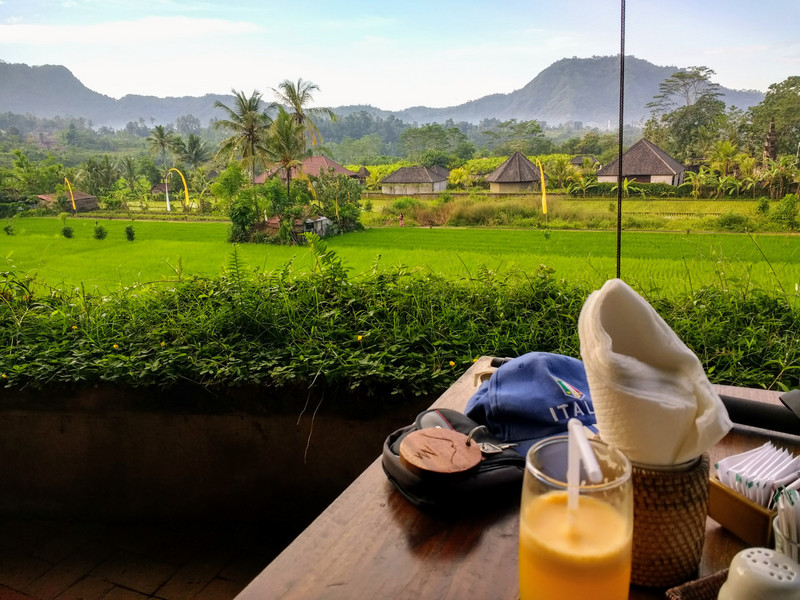 Breakfast view near Mount Agung