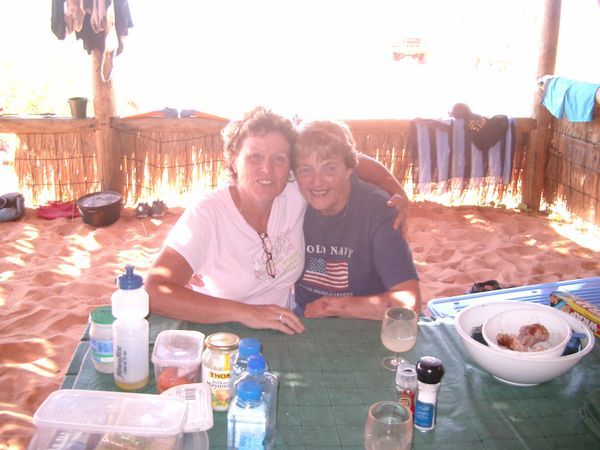 Corrie and Barb in the Beach Shelter Cape Leveque