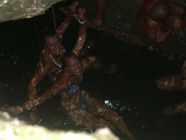 In the caves at some springs...