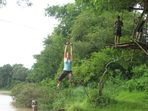 Jo on the zip wires...