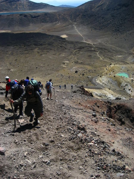 The climb down the volcanic road ....very loose and slippery..