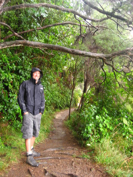 Our hike to the waterfall in the rain..