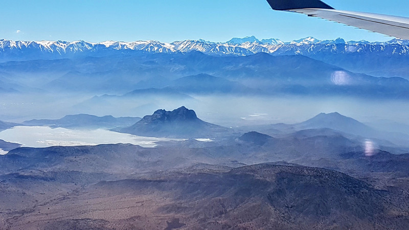Flying into Santiago. First glimpse of the Andes.