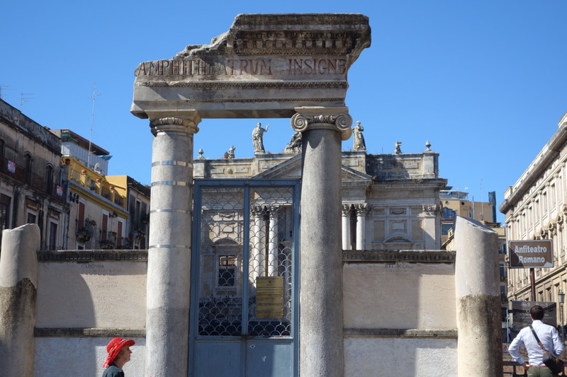Roman Amphitheater along Via Etnea, Catania's main shopping street.