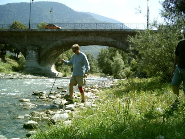 Dad in the Isère River