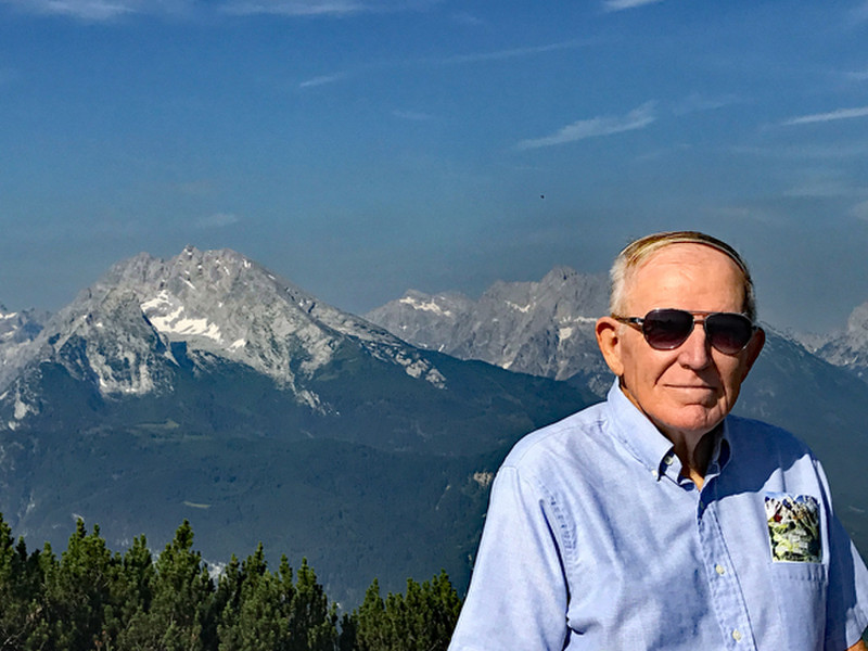 Fred with the Alps behind him