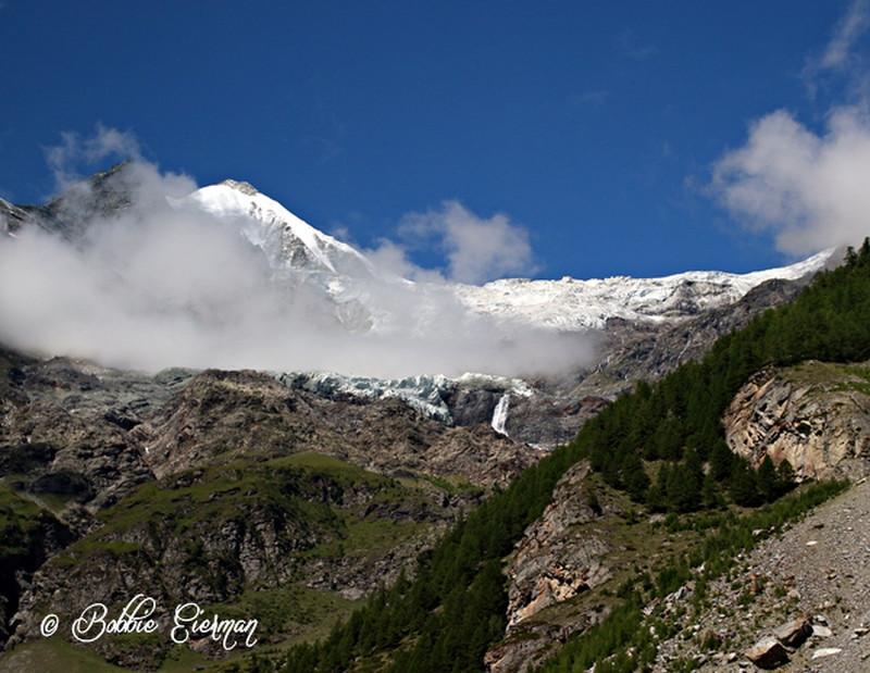 Glacier above us as we leave Zermatt 