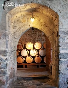 Wine barrels inside the castle