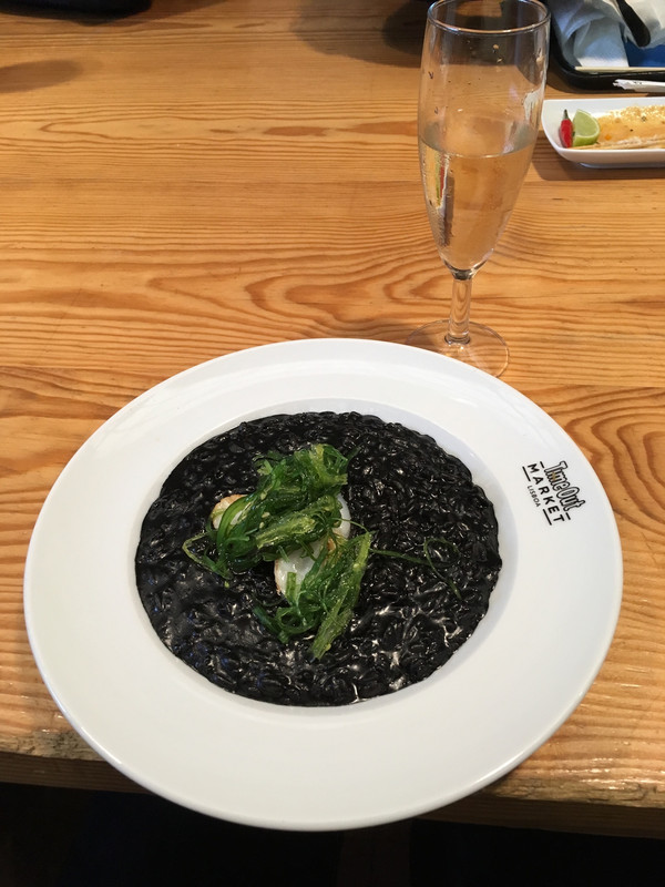 Squid ink Risotto with Scallops