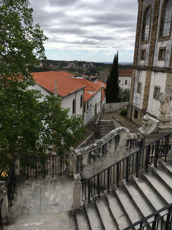 Stairs from the square into Old Town Coimbra