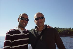 Con mi amigo Ivo en el ferry yendo a la isla de Lokrum