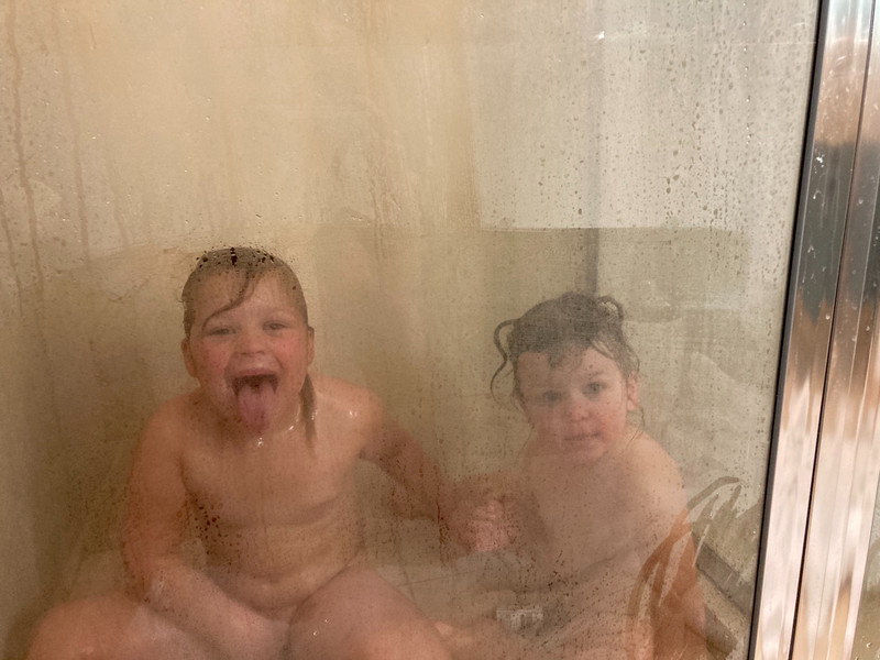Silly girls in the shower