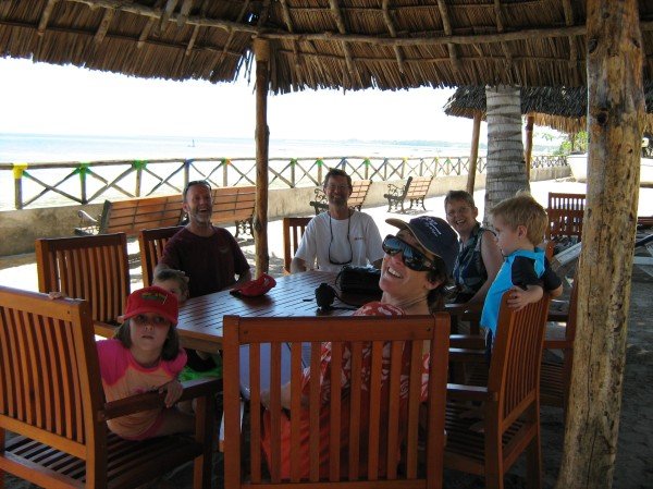 Morning coffee at Bagamoyo with the Hookings family.
