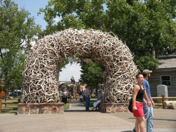 The new elk antler arch on the Jackson Town Square...