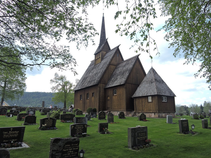 The stave church.