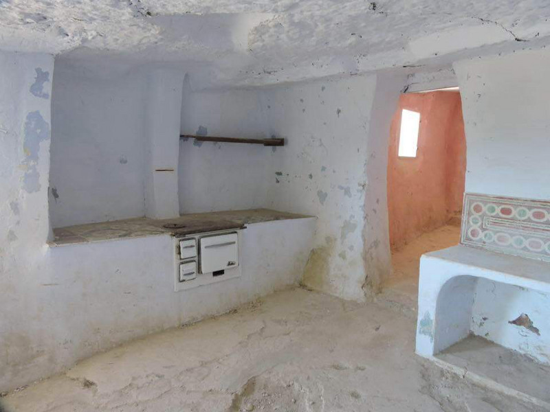 The kitchen in one of the cave houses