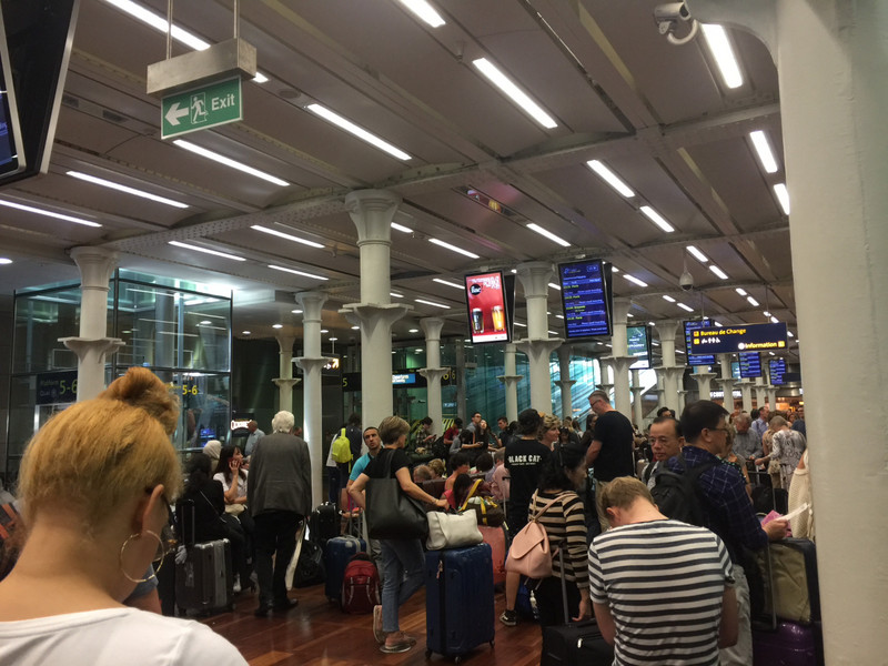 Chaos in the Eurostar lounge caused by delays and cancellations 