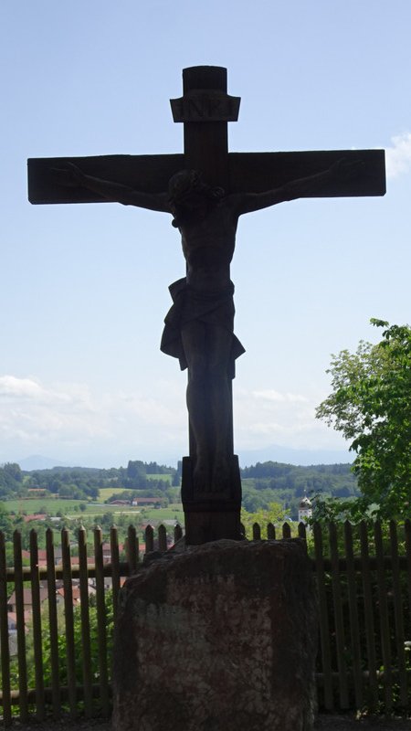 Crucifx overlooking town