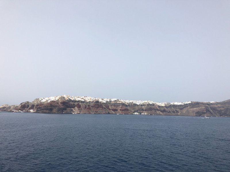 Looking at Santorini from the Blue Star Ferry.