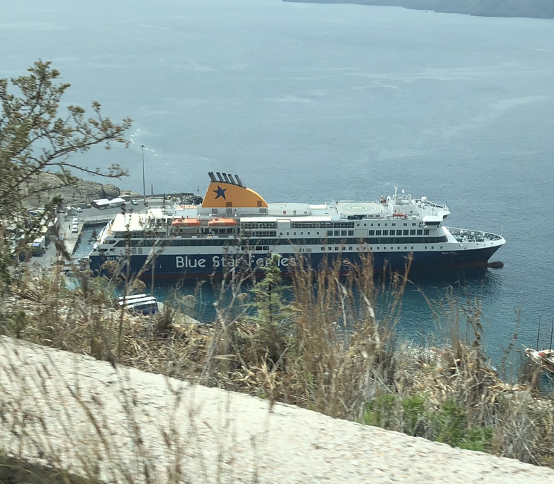The Blue Star Ferry that brought me to Santorini.
