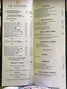 Our menu at Le Jardin | Photo