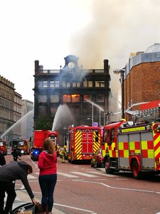 Fire fighters trying to save the Bank Buildings 