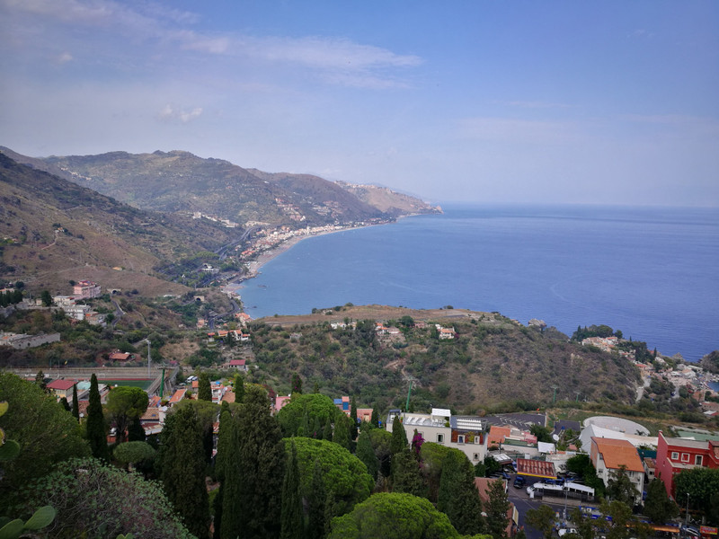 The view along the coast towards Messina 
