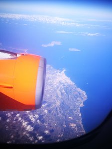 Flying over Sicily - that's Palermo by the engine 