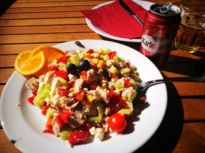 My tuna salad lunch with local beer 