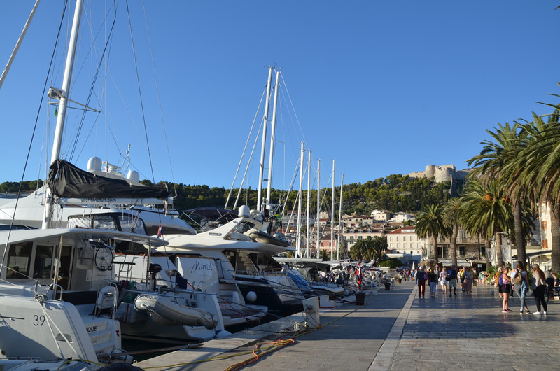 The main harbour of Hvar (with the fortress top right) 