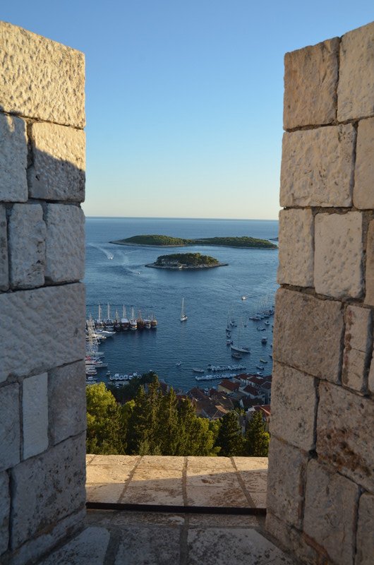 A glimpse of Hvar through the fortress 