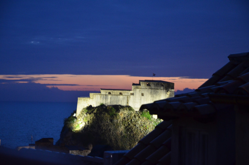 The view at night from my balcony. St Lawrence fortress