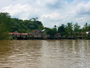 Boat journey up a Borneo river