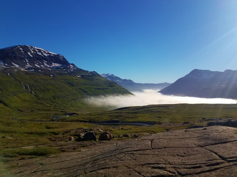 Seydisfjordur covered by fog
