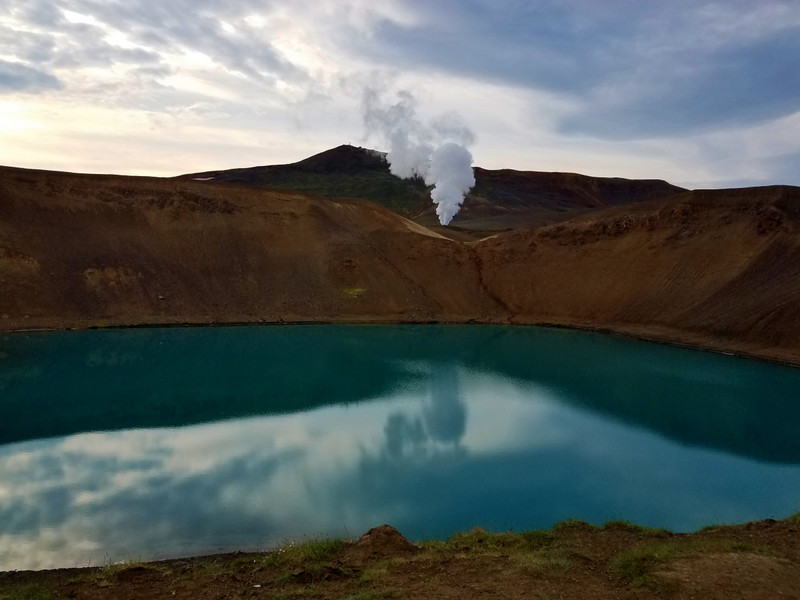Viti crater lake, with power station activity in the back