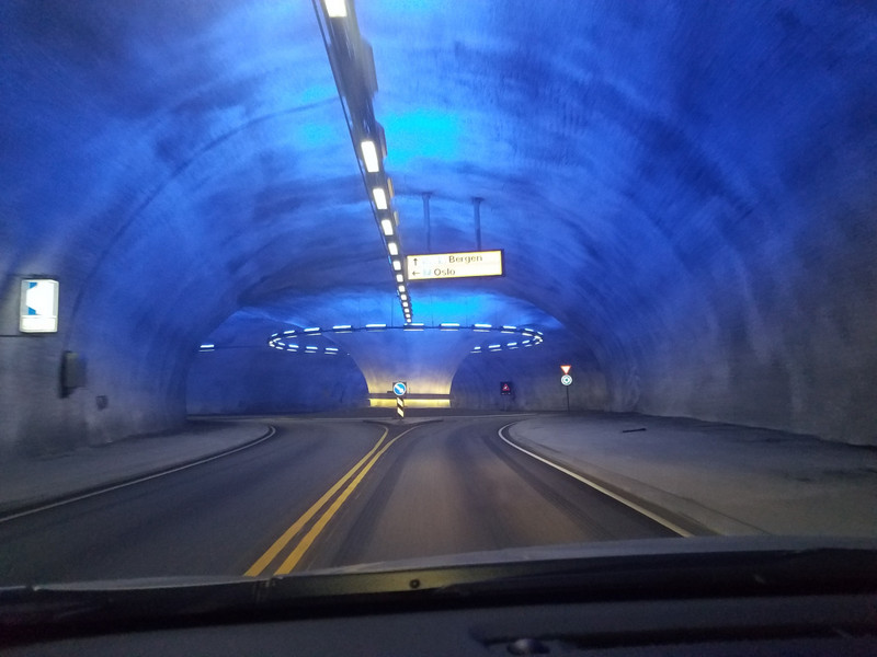 They have the craziest tunnels in Norway - this one had a roundabout in the middle