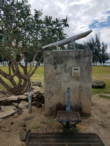 Free drinking water is distributed at spots like this around the island