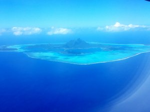 Flying by Bora Bora on the way to Raiatea