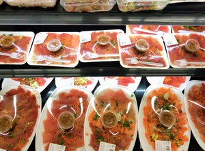 Fresh sashimi every where, and lots, cheap!, in the grocery store