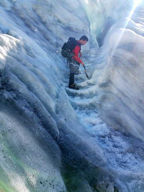 Our guide Harry, "tidying up the glacier"