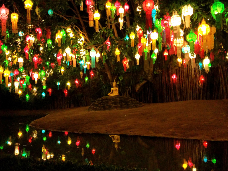 Lanterns inside Wat Phantao 