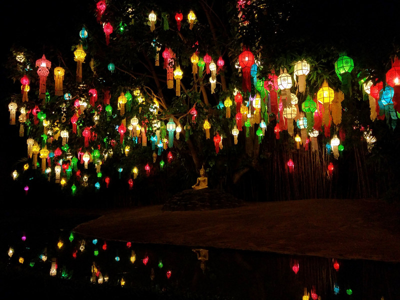 Lanterns inside Wat Phantao 