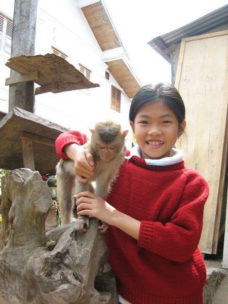 She was very keen to show off her pet monkey