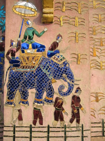 Elephant mosaic at Wat Xieng Thong