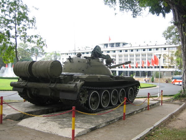 Reunification Palace, complete with tanks